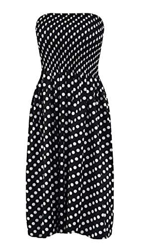 Image of Zyyfly Tube Top Dress Women Summer Beach Coverup Stretch Smocked Strapless Dress