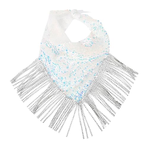 Women Sequins Bandana Fashion Neckerchief Cowgirl Neck Scarf Rhinestone Fringed Bandana Party Favor