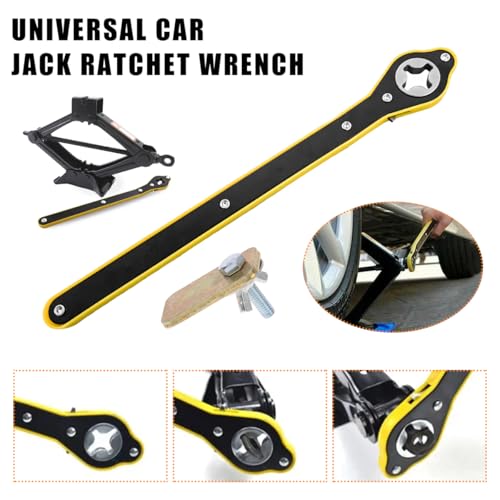 Image of povtii Car Jack Ratchet Wrench, 360 Degree Swivel Tire Wheel Jack Ratchet Wrench, Tire Wheel Jack Lift Speed Handle Tool Suitable for Vehicle SUV Truck, Universal Car Accessories