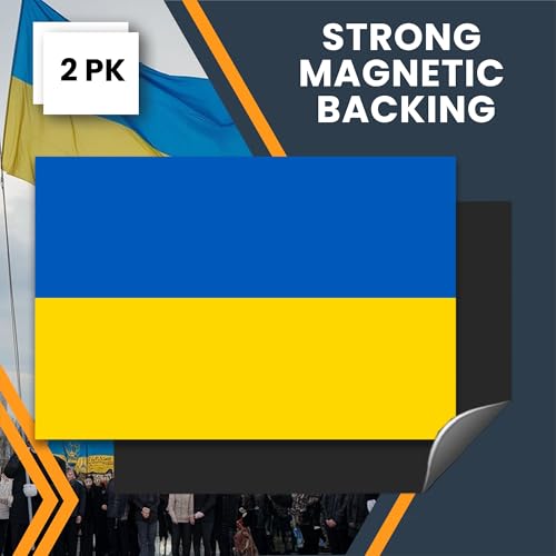 Image of Magnet Me Up Ukraine Ukrainian Flag Car Magnet Decal, National Flag, 4x6 Inches Bumper Magnet, 2 Pack, Weatherproof, UV-Printed, Strong Hold Strong Magnetic Hold, Made in USA