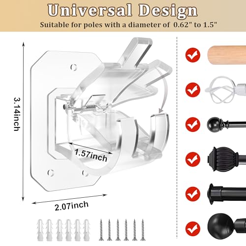Codoule NO DRILL CURTIAN RODS BRACKETS 2Pcs No Drill Curtain Rod Brackets,Curtain Rod Holders No Drilling,Adhesive Curtain Rod Hooks,Nail Free Adjustable Curtain Hangers,Lokinsetin Perforated Non Nail Screw Stick thumb #1