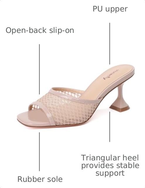Image of vivianly Womens Square Open Heels Sandals Slip on Heeled Slides Mules for Party Daily Wear