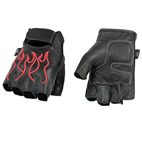 Shaf International Męskie rękawiczki bez palców (czarne/czerwone, XL) (z haftem Hot Pin)