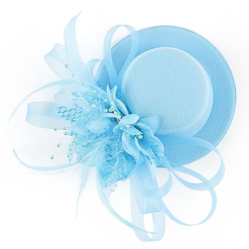 Vdaxvme Tocado de mujer con plumas, decoración de novia cómodo para bodas, eventos de carreras, bodas, carreras y fiestas, Azul, XS/L