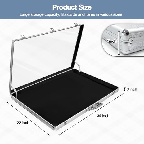 Lightweight Trade Show Display Case, 34" x 22" Portable Silver Card Display Case, Aluminum Large Tabletop Display Showcase with Lock, Keys & Handle, for Trading Cards, Collectibles, Exhibitions by Julymoda - Used condition - Image 8
