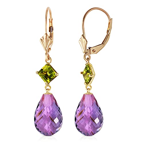 Galaxy Gold GG 14K Yellow Gold Dangle Earrings with Amethysts and Peridots