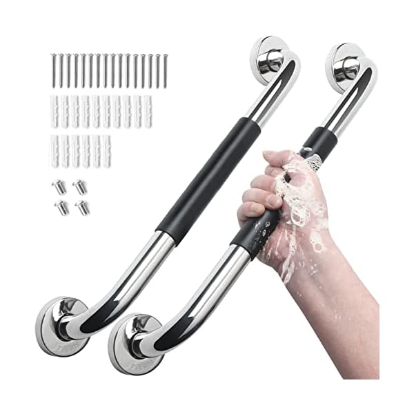 Safety Grab Bars for Bathroom 2 Pack, 16 Inch Anti-Slip Grab Bars for Bathtubs and Showers, Handicap Grab Bars for Shower, Shower Grab Bars for Seniors, Shower Handles for Elderly, Sumuhung