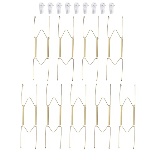 Image of uxcell 9pcs Plate Hanger, 12 Inch Stainless Steel Invisible Wall Plate Hangers with Wall Decorative Hooks and Tip Protector for Decorative Plates and Art