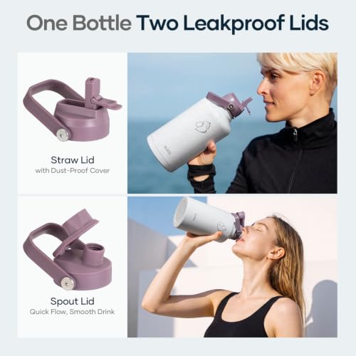 Image of BUZIO 64 oz Insulated Stainless Steel Water Bottle with Dust-proof Lids