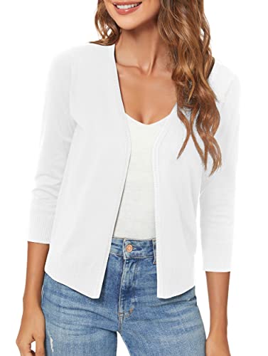 Urban CoCo Women's 3/4 Sleeve Shrugs Open Front Cropped Sweater Cardigan4