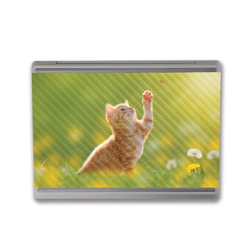 Image of MightySkins Carbon Fiber Skin Compatible with Microsoft Surface Laptop Go 3 (2023) Full Wrap Kit - Kitty Dreams | Protective, Durable Textured Carbon Fiber Finish | Made in The USA