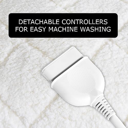 GlamHaus Electric Blanket - Double Size - Dual Control - Luxurious Diamond-Quilted Sherpa Fleece - Heat & Timer Settings - Body & Feet Settings - Elasticated Skirt - Machine Washable (Double)