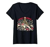 Photo Gallery donna car race christmas pajamas - santa race car pjs maglietta con collo a v Photo Gallery donna car race christmas pajamas - santa race car pjs maglietta con collo a v