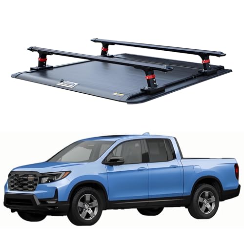 KDUTDS Retractable Hard Tonneau Cover with Truck Bed Rack Compatible
