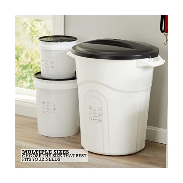 White Dog Food Container with Black Lid