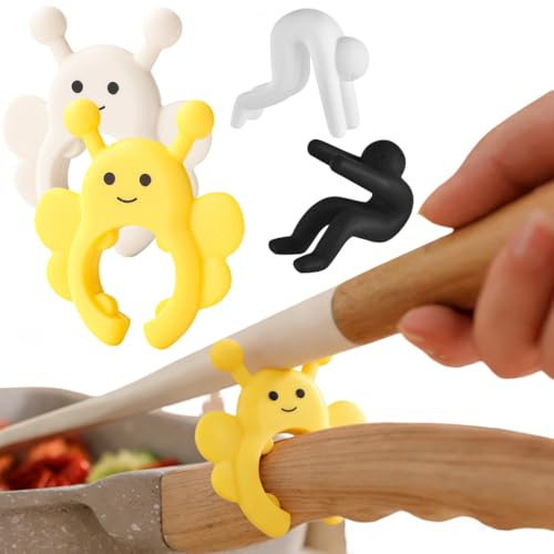 XBFOCNH 4 Piezas Levantadores Tapa Olla,Protección Contra Salpicaduras de Cocina,Reposa Cucharas Cocina,Silicone Utensil Holder,Utensilios de Cocina