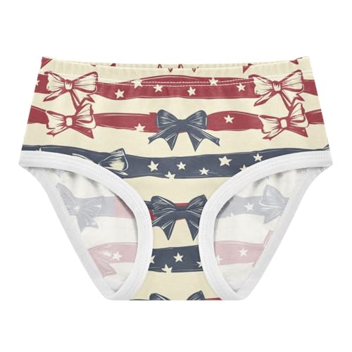 ZZKKO Patriotic Bow Star Stripe Girls Underwear Toddler Panties for Girls Comfort Brief Size 2-8T