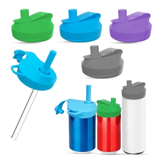 4 Pack Soda Can Topper With Straw, Reusable Silicone Straws Sodas Can Covers, Spill Proof Lid for Cans, Can Lids for Drinks For Soda,Coke,Beer,Juice,Fits Standard Cans. (4 Colors)
