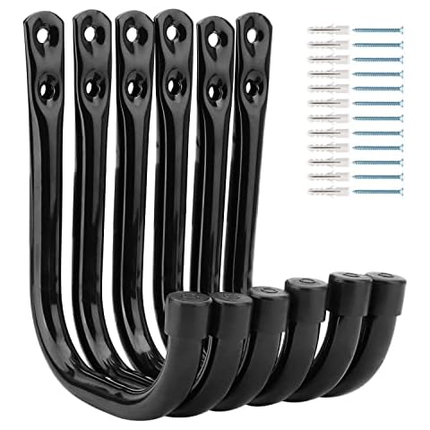 Whrsinlor Garage Hooks, 6 Pack Heavy Duty Storage Hooks, 4.1Inch Garden Tool Utility Hooks, Fastening Hooks for Wall Mounting Load Capacity 45lbs Cover