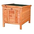 TRIXIE natura XS Small Animal House - Outdoor/Indoor Rabbit Hideout with Hinged Roof & Raised Floor - Solid Wood House with Entry Ramp, Weather-Resistant Home for Bunnies & Guinea Pigs - Brown