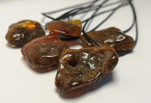 Pendentif ambre véritable collier cordon robuste fermoir sécurisé