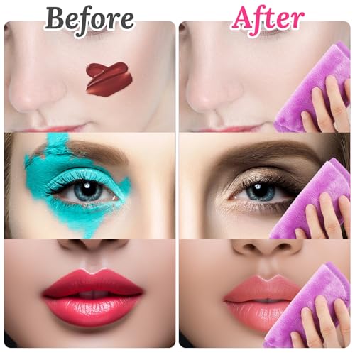 Amabro Reusable Makeup Remover Cloths Soft Microfiber Face Cleansing Cloth Fast Drying WashclothFace Towel For Sensitive Skin Daily Travel Eye Skincare(6 Colors) - Image 4