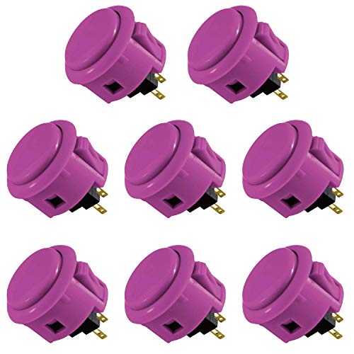 Image of Sanwa 8 pcs OBSF-30 Original Push Button 30mm - for Arcade Jamma Video Game & Arcade Joystick Games Console (Purple) S@NWA