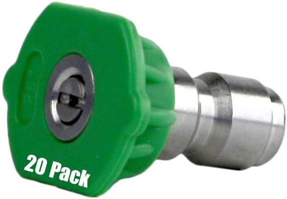 20 Pack of Erie Tools 4.0 Stainless Steel Orifice 25 Degree 1/4in. Quick Connect 4000 PSI High Pressure Washer Spray Nozzle Tips