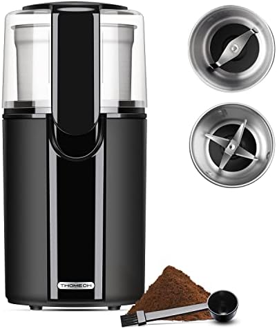 TWOMEOW Coffee Grinders for Spices and Seeds, Spice Grinder Electric, Herb Grinder and Coffee Bean Mill with 2 Removable Stainless Steel Bowls