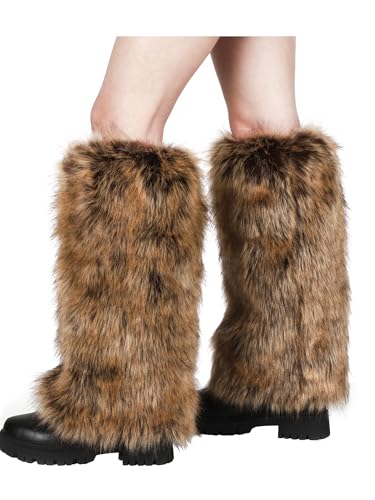 LA CARRIE Women Faux Fur Leg Warmers Long Furry Leg Foot Cuffs Girls Winter Boot Socks3