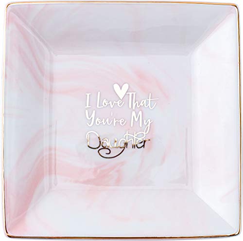 Gifts For Daughter-Ceramic Jewelry Tray Ring Dish Decorative -I Love That You Are My Daughter-Funny Birthday Thank You Gifts For Daughter From Mom Or Dad(Pink) #TOP7