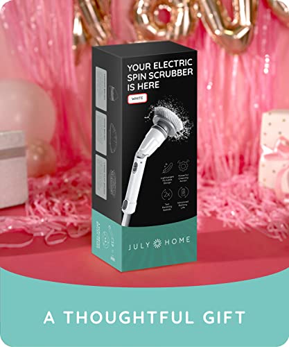 July Home Electric Spin Scrubber With Adjustable Extension Shower Scrubber Brush, Cordless Automatic Power Scrubber For Shower, Cleaner For Tile, Floor, Long Handle & 3 Brush (Packaging May Vary) #TOP6