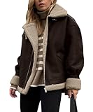 Material: Die Winterjacke für Damen ist mit einem verdickten Sherpa-Futter ausgestattet. Das weiche Gewebe lässt sich leicht reinigen und waschen. Dickes und weiches Sherpa-Futter für Wärme im Winter.
