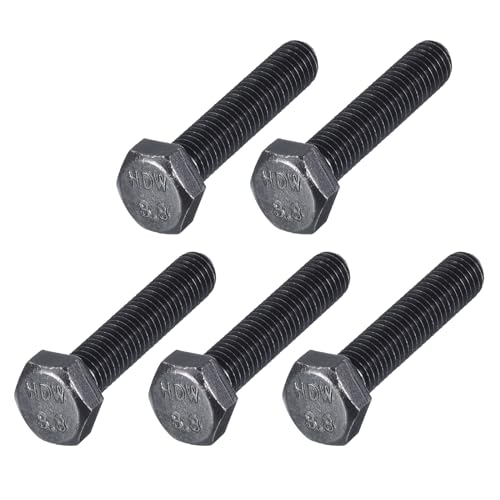 Image of METALLIXITY Hex Bolts (M8-1.25x40mm) 5Pcs, 8.8 Grade Carbon Steel Fully Threaded Black Oxide, Coarse Thread UNC Hex Head Screw Bolt - for Furniture Repair