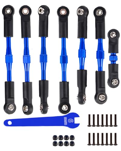 HopsupRC Adjustable Turnbuckles Upgrades Part for 1/10 Slash/Rustler/Stampede/Bandit VXL 4WD, Adjustable Turnbuckles Camber Links Toe Link,7PCS Navy Blue