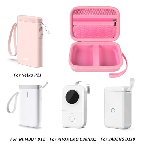 Image of Comecase Case Compatible with Nelko P21 / for Phomemo D30 D35 Label Maker Machine, for JADENS D11 / for SUPVAN Mini Labeler Sticker, Labler Maker Storage for Tape&Accessories - Pink