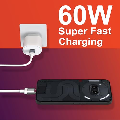 Image of AINE 45W USB-C to C Fast Charging Cable compatible with Nothing Phone 3A 3A Pro 2A Plus 2A CMF Phone 2 Pro CMF Bud Laptops & More |White | Original Charging Speed