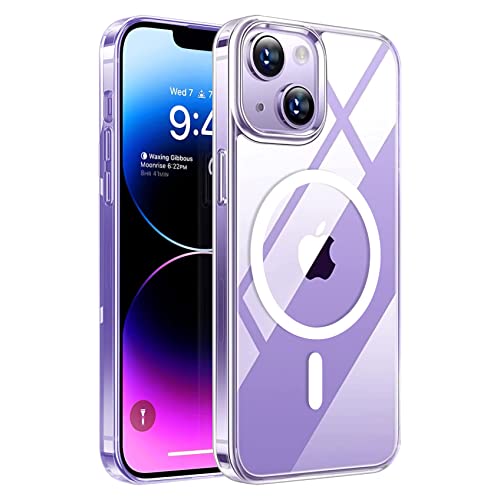 ULTRICS Custodia Magnetica, Compatibile con Ricarica Wireless Mag-safe, Custodia Antiurto per Telefono con Protezione Cadute, Cover Posteriore Sottile e Antigraffio, Trasparente (iPhone 14 Plus)