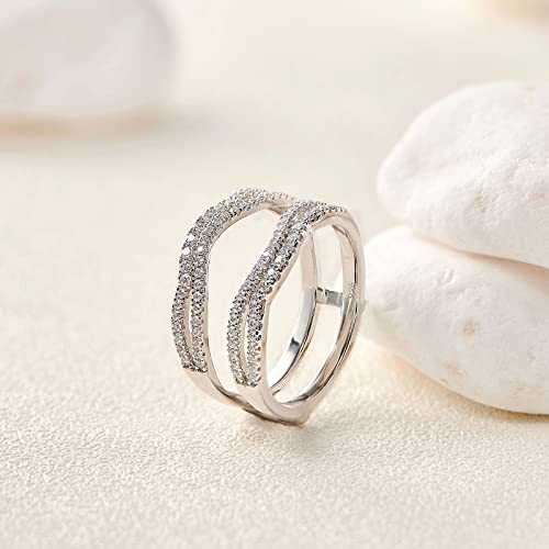 Newshe Jewellery Bridal Ring Enhancer for Engagement Rings AAAAA Cz Wedding Band for Women Eternity Ring Guard Size 5-103