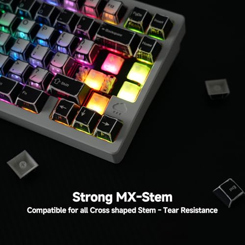Image of 137 Versatile PBT Keycaps, No Tearing, Never Fade & Non-Slip, Black & White RGB Backlit Keycaps for Mechanical Keyboard (Typing, Gaming, Anime Passion), Ergonomic (Doubleshot MX, Fit All Layout)
