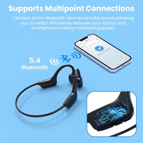 Open-Ear Bluetooth Bone Conduction Sport Headphones Sweat Resistant Wireless Earphones Open Ear Earbuds Wireless Bluetooth Headset with Mic for Fitness Workouts Running,Built-in Mic,with Hair Band - image 5