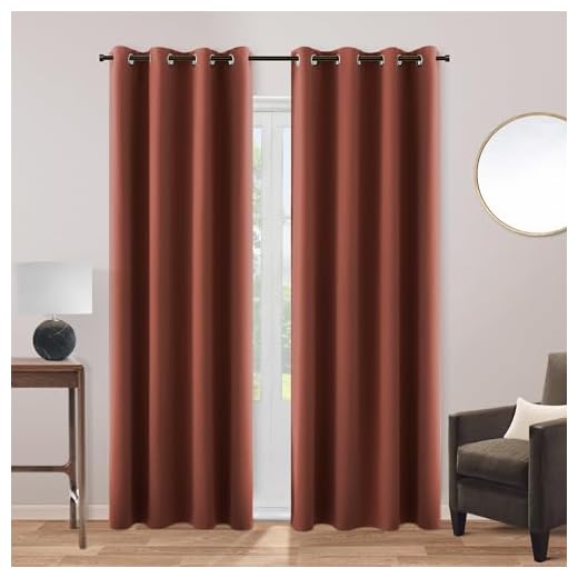 Rust Burnt Orange Blackout Living Room Curtains 84 Inches Long for Windows 2 Panels Set Grommet Boho Fall Decor Drapes Thermal Insulating Bedroom Window Treatments,52x84 In Length,Terracotta Red