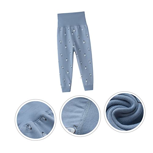 Didiseaon 1pc Boy Girl's High-waisted Cotton Johns for Wear Comfortable Leggings for Ages for Autumn Activities Stylish Belly Protector Pants Blue4
