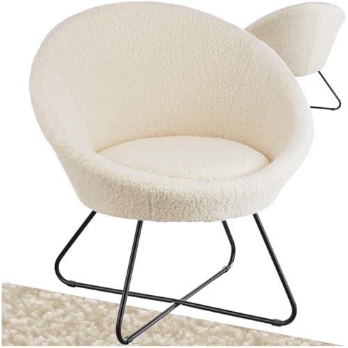 tectake® runder Bouclé Cocktailsessel, Teddy Sessel, Lesesessel,...