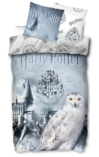 Harry Potter Hogwarts Wende-Bettwäsche-Set 135x200 80x80 Baumwolle Eule...