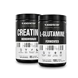 Creatine Monohydrate Powder 425g, 85 SV & L-Glutamine Supplement 500g, 100 SV - No Artficial...