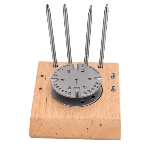 Naroote Support de Balancier de Mouvement de Montre avec Raccords en Acier Inoxydable et Base en Bois de Hêtre pour Outil de Réparation de Calibrage de Ressort de Montre Mécanique pour
