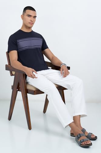 Image of 7 Alt by Pantaloons Men's 100% Cotton T-Shirt | Slim Fit | Round Neck | Half Sleeve