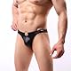 Herren Leder String Tanga Kunstleder Micro Slip Sexy PU Leder G String Große Größen Leder Thong mit Metallring Erotisch Männer Dessous Wetlook Unterhosen Elastisch Atmungsaktiv Clubwear Schwarz