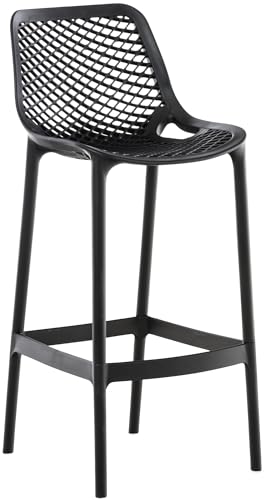 CLP Taburete Air Fabricado en Plástico I Taburete de Exterior y/o Interior I Silla Alta de Terraza con Resplado & Reposapiés I Color:, Color:Negro